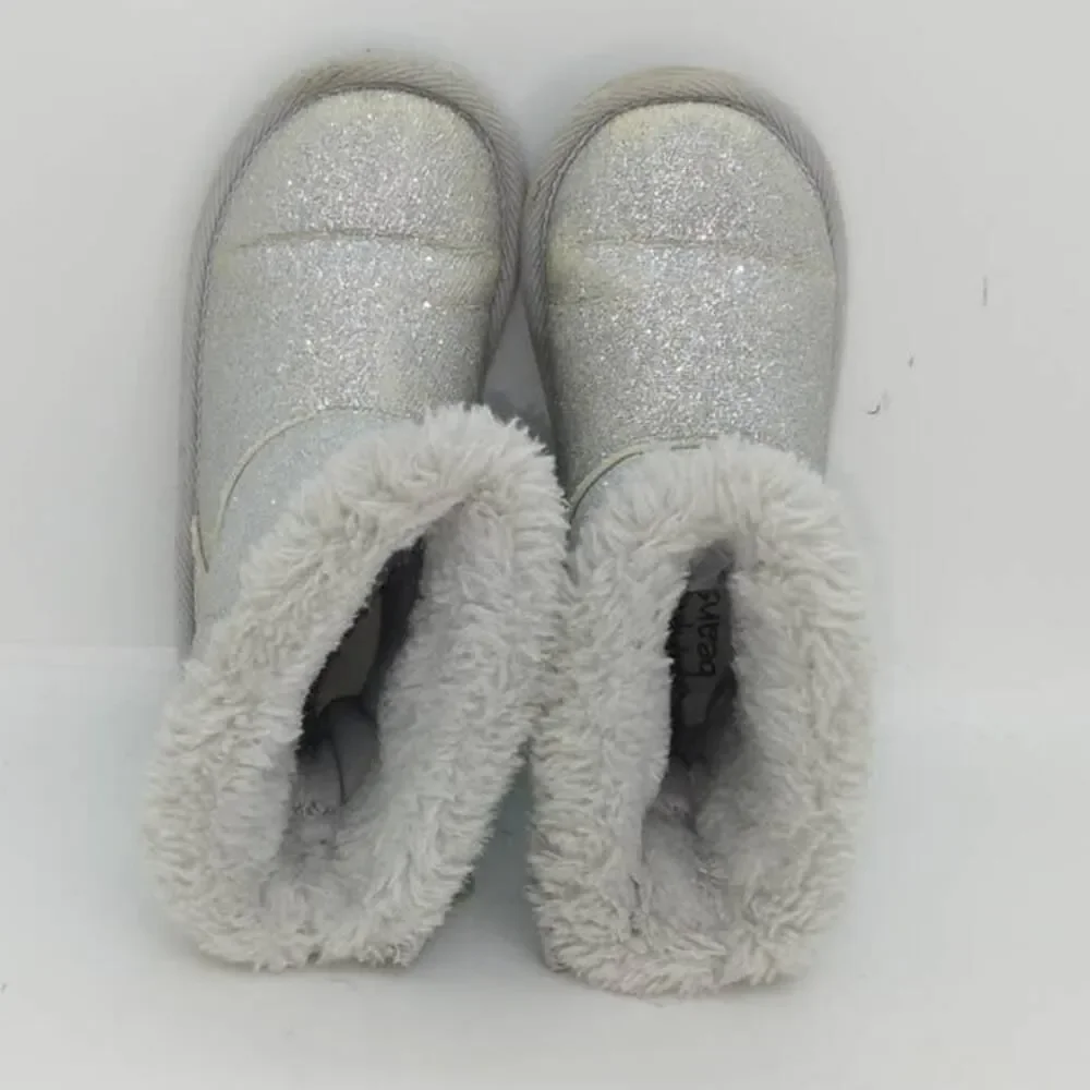 Jumping Beans Toddler Girls Glitter Silver Faux Fur Winter Boots - Size 8